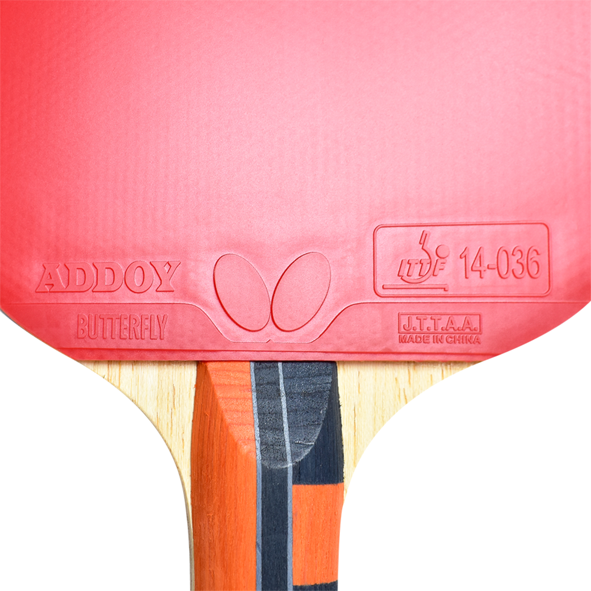 Butterfly Lin Yun-Ju CF-1 Racket - Red Side - Close-Up